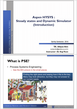 What is PSE? Aspen HYSYS : Steady states and Dynamic Simulator (Introduction)