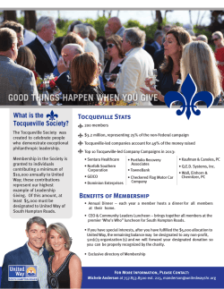 Tocqueville Stats What is the Tocqueville Society? The Tocqueville Society  was