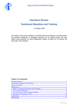 Literature Review Vocational Education and Training EDUCATION INTERNATIONAL