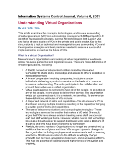 Understanding Virtual Organizations Information Systems Control Journal, Volume 6, 2001