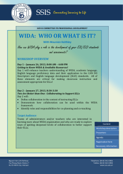 SSIS WIDA:  WHO OR WHAT IS IT?
