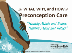 Preconception Care WHAT, WHY, and HOW © Copyright 2010, Saskatchewan Prevention Institute 1