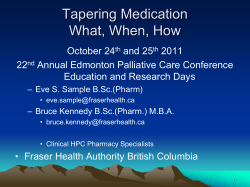 Tapering Medication What, When, How