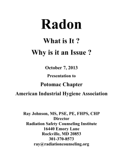 Radon  What is It ? Why is it an Issue ?