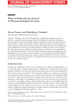 What is Reflection-In-Action? A Phenomenological Account Dvora Yanow and Haridimos Tsoukas*