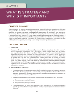 1 WHAT IS STRATEGY AND WHY IS IT IMPORTANT? CHAPTER SUMMARY
