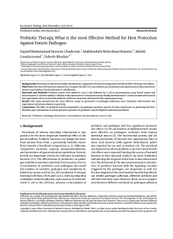 Probiotic Therapy, What is the most Effective Method for Host... Against Enteric Pathogen Sayyed Mohammad Hossein Ghaderian , Mahboobeh Mehrabani Natanzi