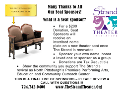 Many Thanks to All Our Seat Sponsors! What is a Seat Sponsor?
