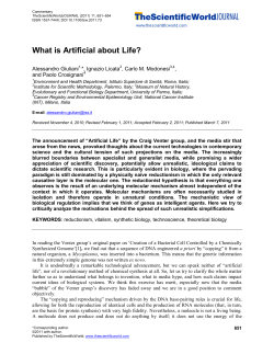 What is Artificial about Life?  Alessandro Giuliani *, Ignazio Licata