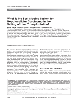 What Is the Best Staging System for Hepatocellular Carcinoma in the SUPPLEMENT