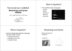วิทยาหน่วยคําและวากยสัมพันธ์ What is linguistics? Morphology and Syntax 2209520