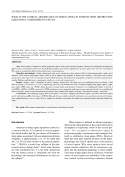 WHAT  IS THE  CLINICAL  SIGNIFICANCE  OF ... SLEEP APNEA: A RETROSPECTIVE STUDY
