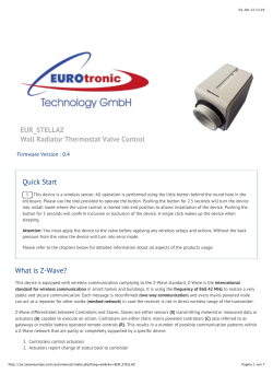 EUR_STELLAZ Wall Radiator Thermostat Valve Control Quick Start Firmware Version : 0.4