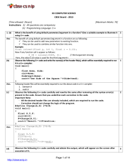 XII COMPUTER SCIENCE CBSE Board - 2013 Instructions
