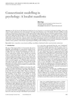 Connectionist modelling in psychology: A localist manifesto Mike Page 23,