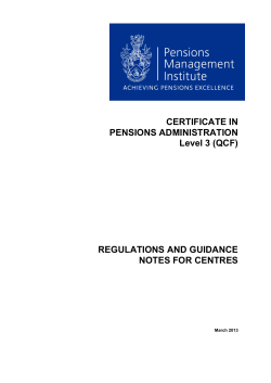 CERTIFICATE IN PENSIONS ADMINISTRATION Level 3 (QCF)
