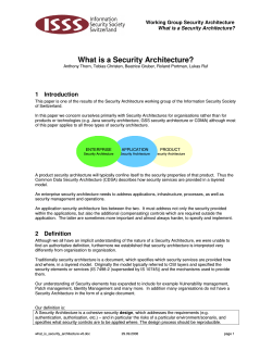 What is a Security Architecture?  1  Introduction Working Group Security Architecture