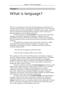 What is language? Chapter 1