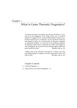 What is Game Theoretic Pragmatics? Chapter 1