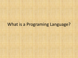 What is a Programing Language?