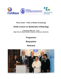 Artedi Lecture on Systematic Ichthyology Programme  Biographies
