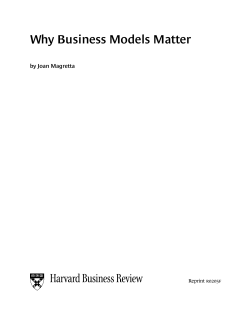 Why Business Models Matter by Joan Magretta Reprint r0205f