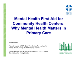 Mental Health First Aid for Community Health Centers: Primary Care