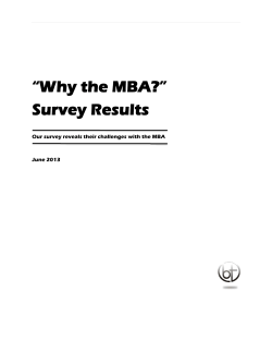 “Why the MBA?” Survey Results