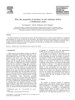 Why the properties of proteins in salt solutions follow &uml;