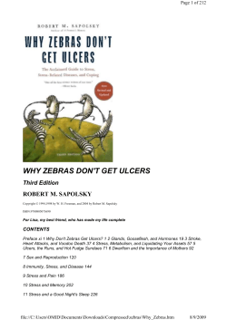 WHY ZEBRAS DON'T GET ULCERS ROBERT M. SAPOLSKY Third Edition CONTENTS