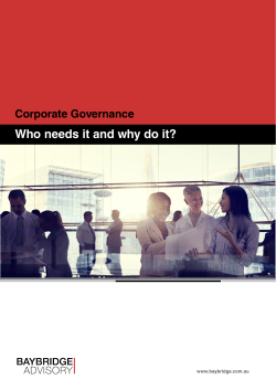 Who needs it and why do it? Corporate Governance www.baybridge.com.au
