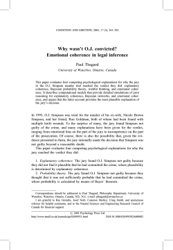 Why wasn't O.J. convicted? Emotional coherence in legal inference Paul Thagard
