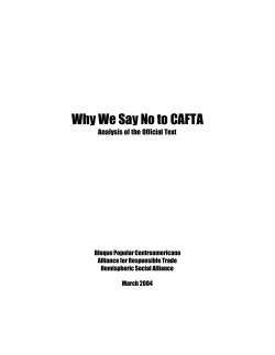 Why We Say No to CAFTA Analysis of the Official Text