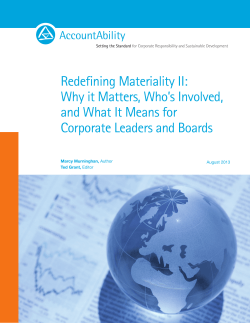 Redefining Materiality II: Why it Matters, Who’s Involved, Corporate Leaders and Boards