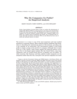 Why Do Companies Go Public? An Empirical Analysis ABSTRACT