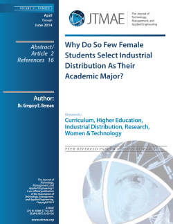 Why Do So Few Female Students Select Industrial Distribution As Their Academic Major?