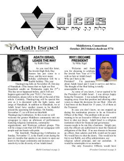 Middletown, Connecticut October 2013/tishrei-cheshvan 5774 ADATH ISRAEL WHY I BECAME