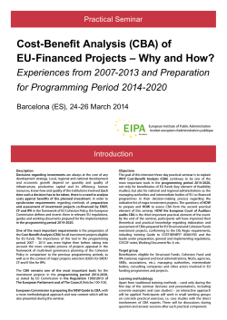 Cost-Benefit Analysis (CBA) of EU-Financed Projects – Why and How?