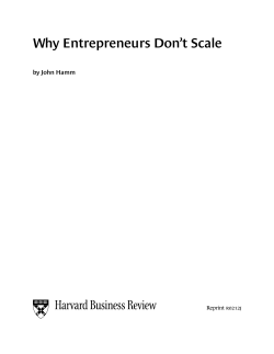 Why Entrepreneurs Don’t Scale by John Hamm Reprint r0212j