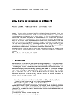 Why bank governance is different Marco Becht, Patrick Bolton, and Ailsa Ro¨ell