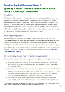 Sporting Capital Resource Sheet 9  policy – a strategic perspective