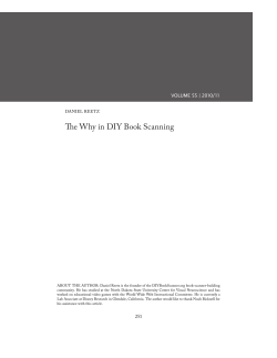 The Why in DIY Book Scanning voLUMe 55 | 2010/11 DANIEL REETZ