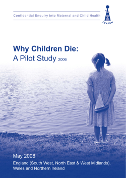 Why Children Die: A Pilot Study May 2008