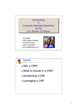 Why a CMR? What to include in a CMR? Architecting a CMR