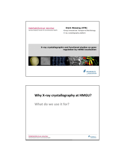 Dierk Niessing (STB) X-ray crystallographic and functional studies on gene