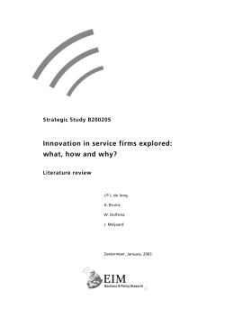 Innovation in service firms explored: what, how and why? Strategic Study B200205