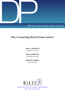 DP Why is Exporting Hard in Some Sectors? Anders AKERMAN