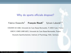 Why do sports officials dropout? Fabrice Dosseville Sylvain Laborde François Rioult