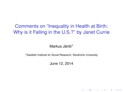 Comments on “Inequality in Health at Birth: Markus Jäntti June 12, 2014
