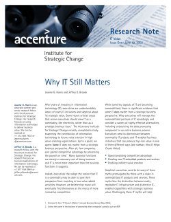 Why IT Still Matters Research Note IT Value